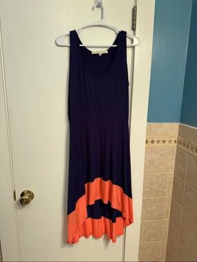 Navy and Coral Phistic Swing Tank Dress